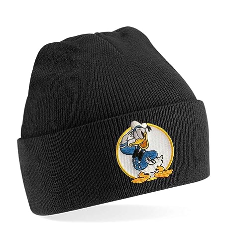 Blondie & Brownie Winter Herbst Beanie Mütze Donald Duck, Schwarz von Blondie & Brownie