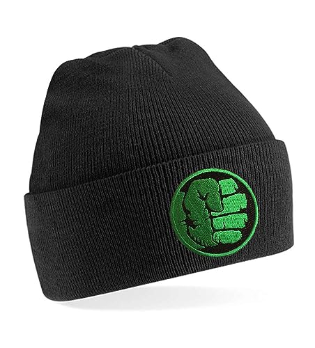 Blondie & Brownie Winter Herbst Beanie Mütze Hulk Faust, Schwarz von Blondie & Brownie