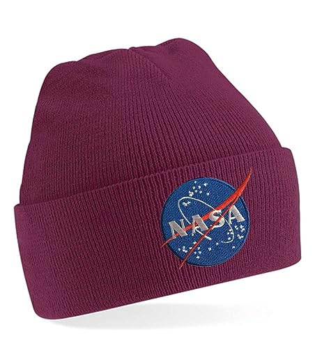 Blondie & Brownie Winter Herbst Beanie Mütze NASA, Burgund von Blondie & Brownie