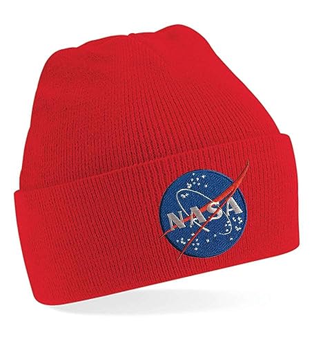 Blondie & Brownie Winter Herbst Beanie Mütze NASA, Rot von Blondie & Brownie