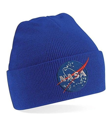 Blondie & Brownie Winter Herbst Beanie Mütze NASA, Royalblau von Blondie & Brownie