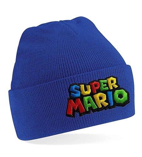 Blondie & Brownie Winter Herbst Beanie Mütze Super Mario, Royalblau von Blondie & Brownie