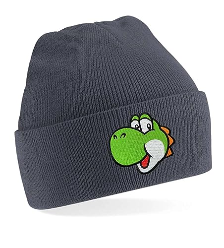 Blondie & Brownie Winter Herbst Beanie Mütze Yoshi Face, Grau von Blondie & Brownie