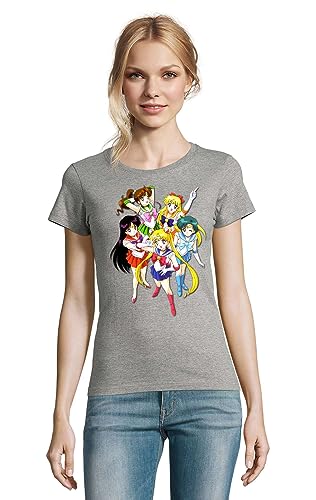 Fun T-Shirt Damen Sailor Moon Friends Grau Größe 3XL von Blondie & Brownie