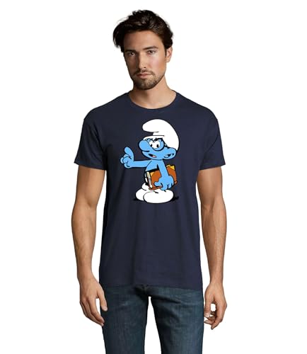 Fun T-Shirt Herren Schlaubi Schlumpf Navy Blau Größe 3XL von Blondie & Brownie