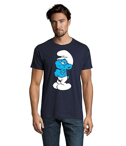 Fun T-Shirt Herren Schlaubi Schlumpf Navy Blau Größe 5XL von Blondie & Brownie