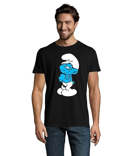 Fun T-Shirt Herren Schlaubi Schlumpf Schwarz Größe L von Blondie & Brownie