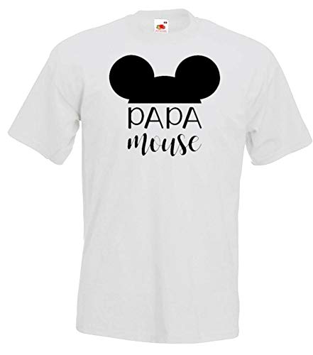 Herren T-Shirt Modell Papa Maus, Gr. 3XL, Weiß von Blondie & Brownie