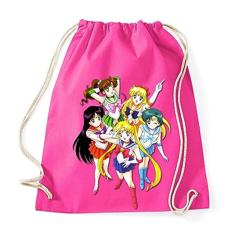 Turnbeutel Baumwoll Beutel Sailor Moon Friends, Pink von Blondie & Brownie