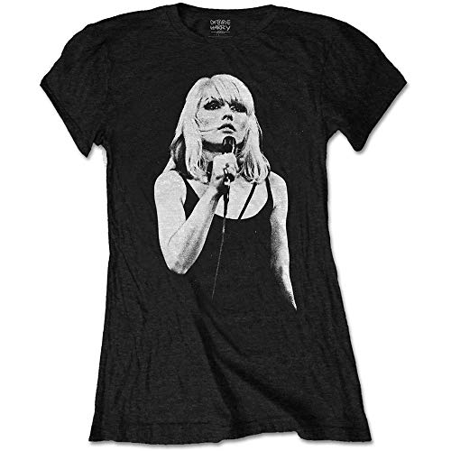 Blondie Damen T-Shirt Debbie Harry Open Mic schwarz von Tee Shack