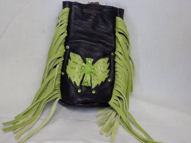 Lime Grün Motorrad Geldbörse Mit Kreuz Und Flügel von BlondinaBigTruck