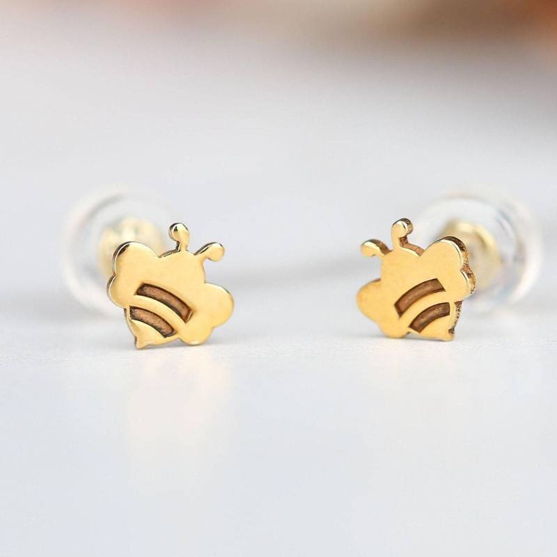 24K Gold Fill Biene Ohrstecker Zierliche Hummel Schmuck von BloobleeJewelry