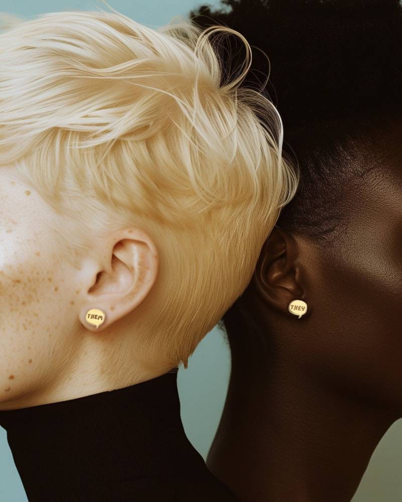 24K Gold Fill Pronomen Ohrstecker Gay Pride Lgbtq+ Schmuck von BloobleeJewelry