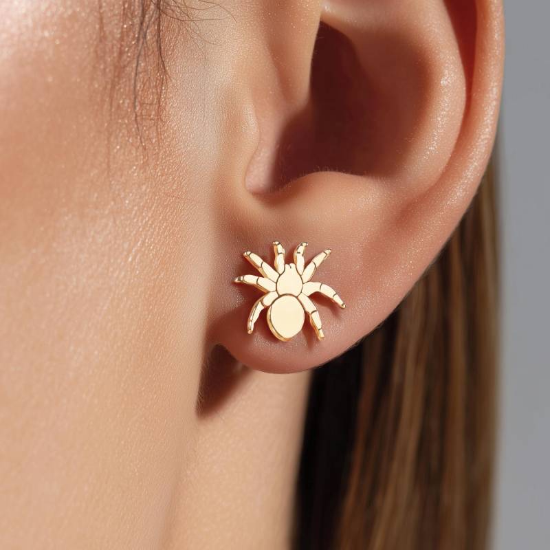 24K Gold Fill Vogelspinne Ohrringe Witchy Spinne Halloween Schmuck Gruseliger Herbst Stil Paar von BloobleeJewelry