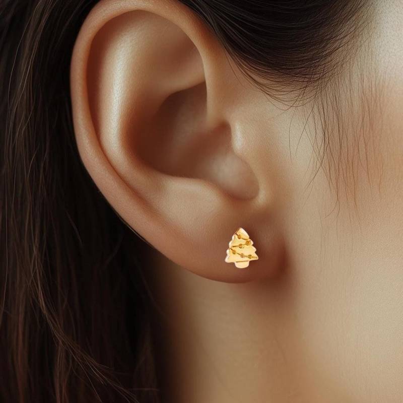 24K Gold Fill Weihnachtsbaum-Ohrringe Urlaubsschmuck von BloobleeJewelry