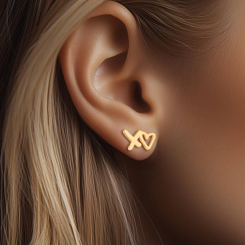 24K Gold Fill Xo Ohrringe Sterling Silber Ohrstecker, Valentinstagsgeschenk von BloobleeJewelry