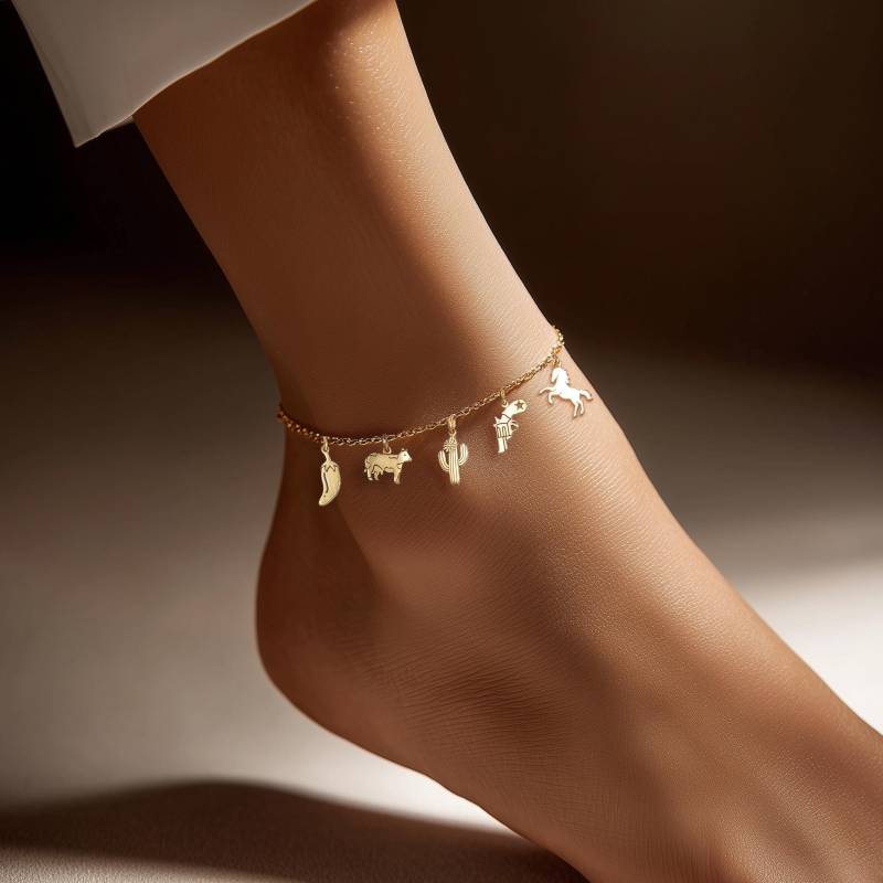 24K Gold Filled Custom Charm Fußkettchen Personalisiertes Fußkettchen von BloobleeJewelry