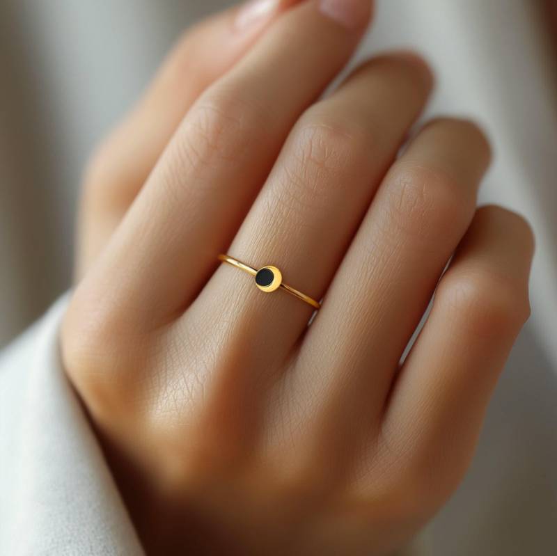 24K Gold Filled Eclipse Ring Sterlingsilber Sonne Und Mond Im Sonnenlook von BloobleeJewelry