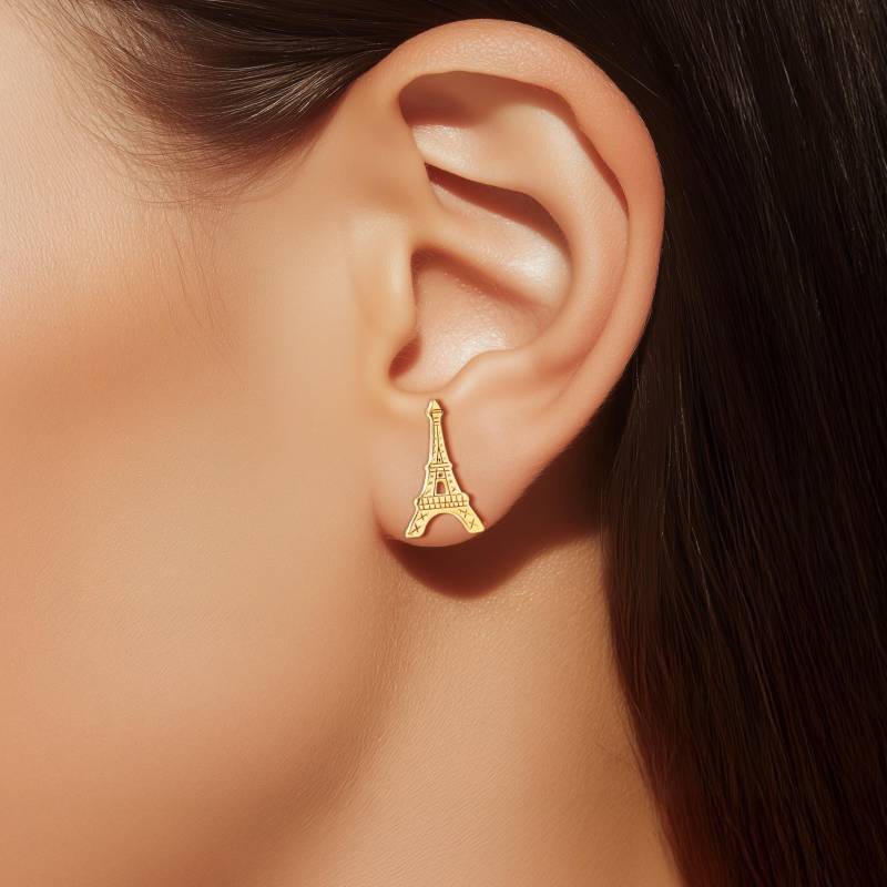 24K Gold Filled Eiffelturm Ohrstecker Zierlicher Paris Schmuck von BloobleeJewelry