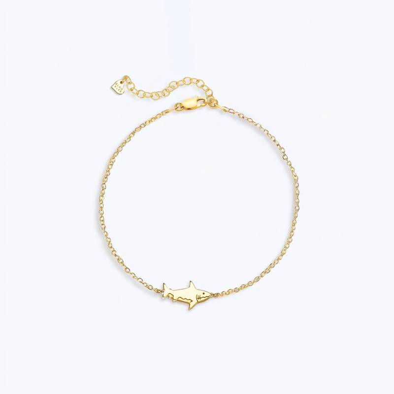 24K Gold Filled Haifisch Armband Zierlicher Ozean Schmuck von BloobleeJewelry