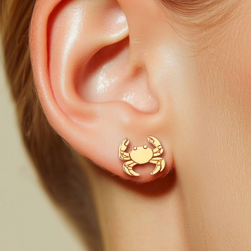 24K Gold Filled Krabbe Ohrringe Zierlicher Strand Schmuck von BloobleeJewelry
