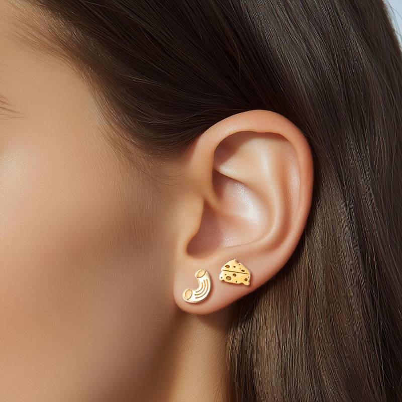 24K Gold Filled Makkaroni Und Käse Ohrringe Lustiges Essen Schmuckset von BloobleeJewelry