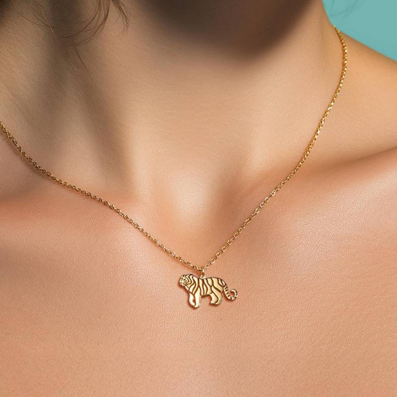 24K Gold Filled Tiger Halskette Zierlicher Wildkatzen Schmuck Zoo Tier Anhänger Team Maskottchen Bekleidung von BloobleeJewelry