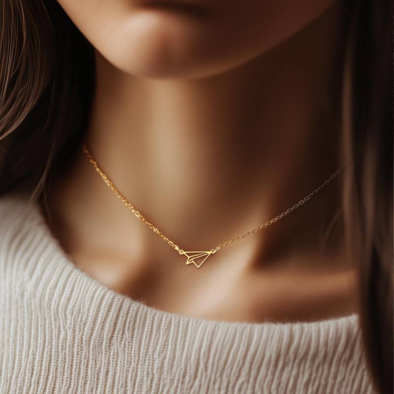 24K Gold Papierflieger Kette Flugbegleiter Geschenk von BloobleeJewelry