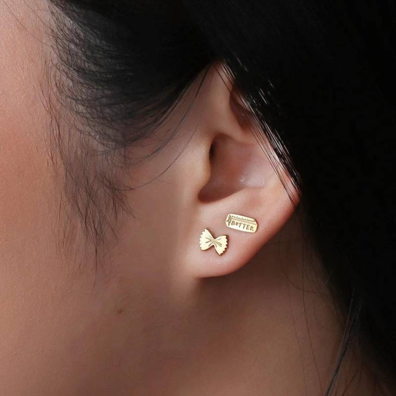 Mädchen Dinner Ohrringe Set 24K Gold Filled Butter & Pasta Ohrstecker von BloobleeJewelry