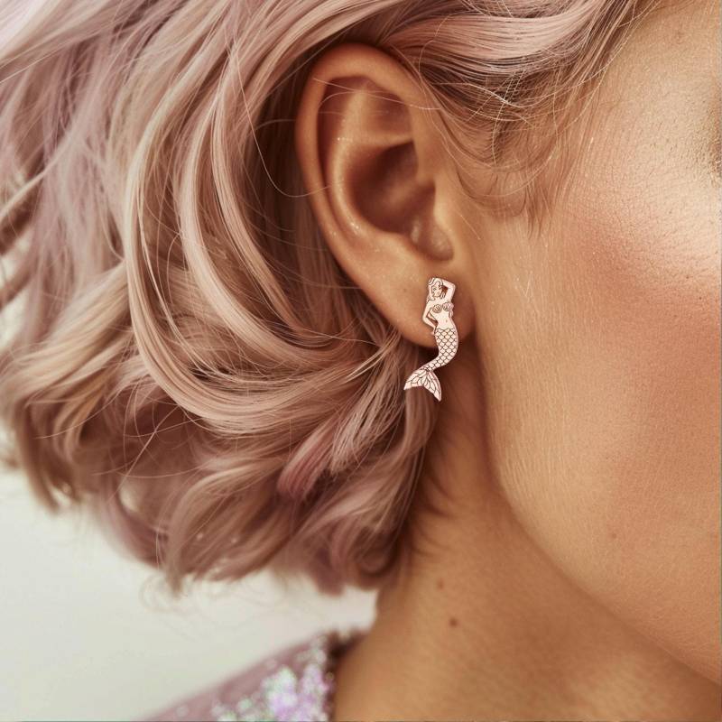 Rose Gold Meerjungfrau Ohrstecker 24K Sterling Silber Eingetaucht von BloobleeJewelry
