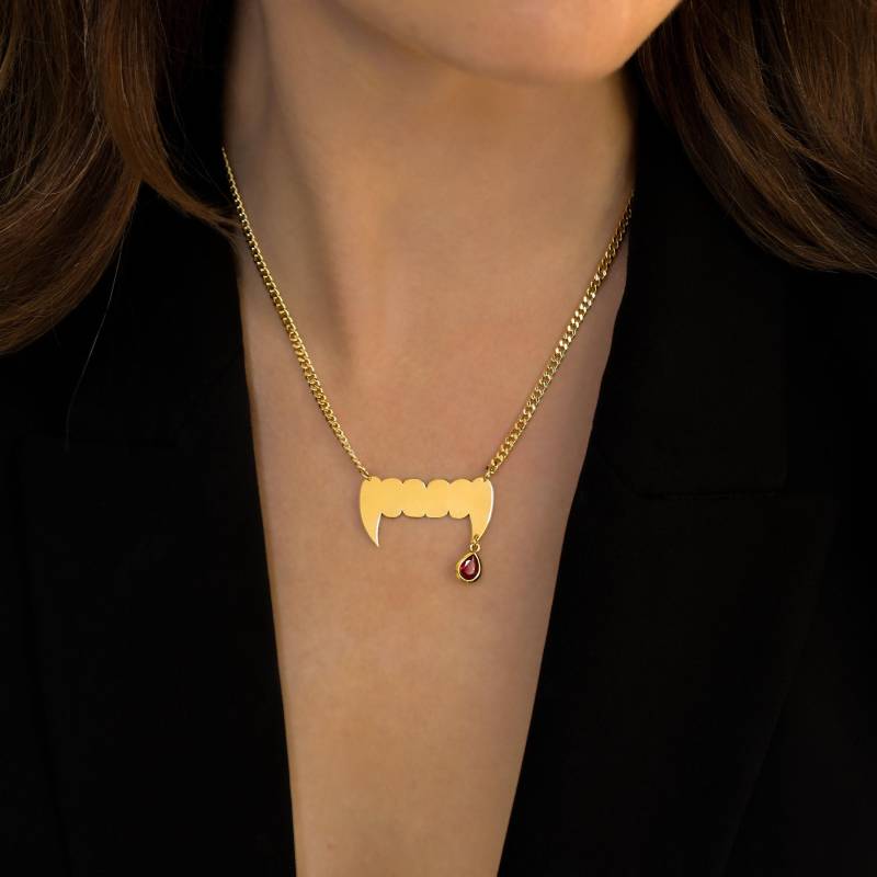 Vampir Fangzahn Kette Gothic Anhänger Aus 24K Sterling Silber von BloobleeJewelry