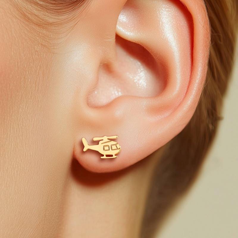 Zierliche Gold Filled Hubschrauber Ohrstecker Luftfahrt Schmuck Geschenk von BloobleeJewelry