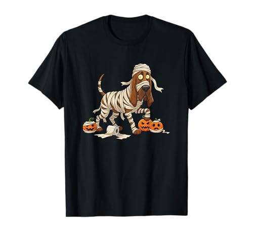 Lustiger Bloodhound Mummy Kürbis Halloween Kinder Herren Damen T-Shirt von Bloodhound Lovers Cute Halloween Outfits Boy Girl