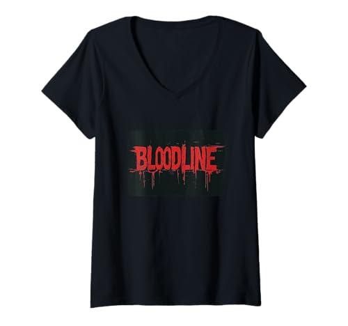 Damen Lustige Blutlinien-Grafik T-Shirt mit V-Ausschnitt Damen Lustige Blutlinien-Grafik T-Shirt mit V-Ausschnitt von Bloodline