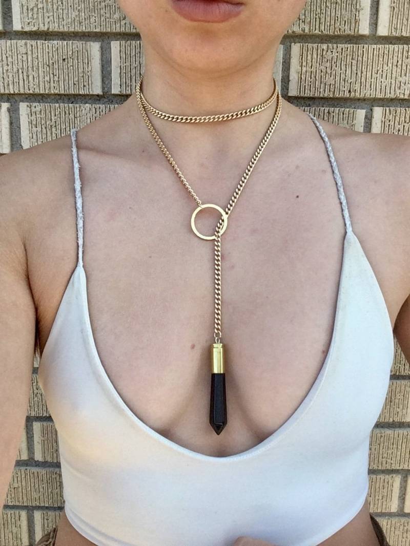 Obsidian Golden Wrap Halskette Obsidian Golden Wrap Halskette von BloodrootJewels