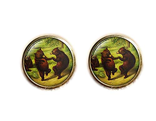 Bloody devil Manschettenknöpfe, Handarbeit, Kunst, Tanzbären, Bären-Manschettenknöpfe, Musik-Manschettenknöpfe, Bären-Schmuck, Tierwelt Manschettenknöpfe von Bloody devil