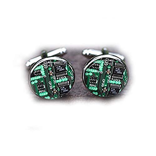 Bloody devil Manschettenknöpfe für Hochzeit, Leiterplatte, für Herren, grüne Platine, gewölbt, bedruckt, echte Computer-Schaltung, Computer, Elektronik-Ingenieur, Geschenk der Liebe von Bloody devil