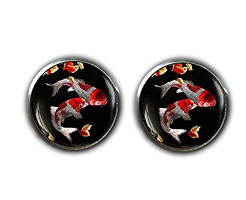 Bloody devil Manschettenknöpfe mit japanischen Fischen, kleine Fischkunst, japanische Kunst-Manschettenknöpfe, asiatische Kunst-Manschettenknöpfe, Fisch-Manschettenknöpfe von Bloody devil