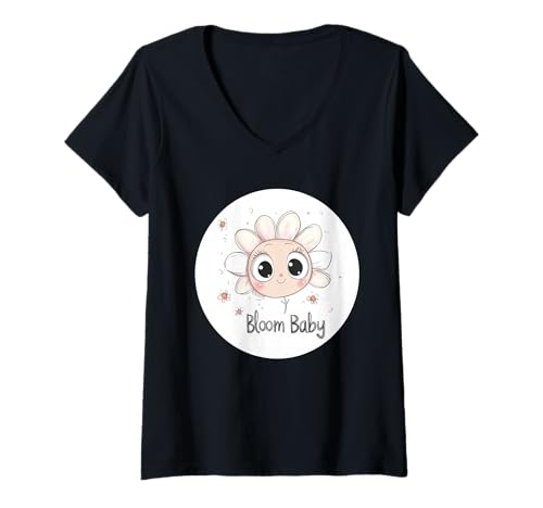Damen Awesome Bloom Face Kostüm für Blumen Saison Liebhaber T-Shirt mit V-Ausschnitt Damen Awesome Bloom Face Kostüm für Blumen Saison Liebhaber T-Shirt mit V-Ausschnitt von Bloom Outfit