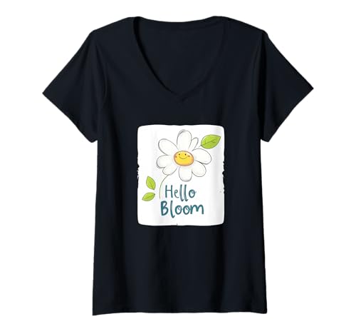 Damen Lustiges kindliches blühendes Gänseblümchen-Kostüm T-Shirt mit V-Ausschnitt Damen Lustiges kindliches blühendes Gänseblümchen-Kostüm T-Shirt mit V-Ausschnitt von Bloom Outfit