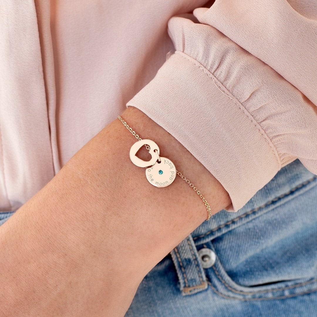 Roségoldenes Personalisiertes Herz-Geburtsstein-Armband Mit Geheimer Nachricht Personalisierter Schmuck Geschenk Für Sie Hochzeitsgeschenk Bloom von BloomBoutiqueUK