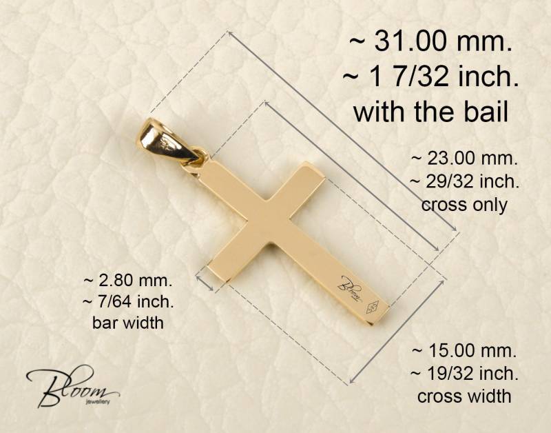 14K Massivgold Kreuz Anhänger - Personalisierte Herren Halskette von BloomDiamonds