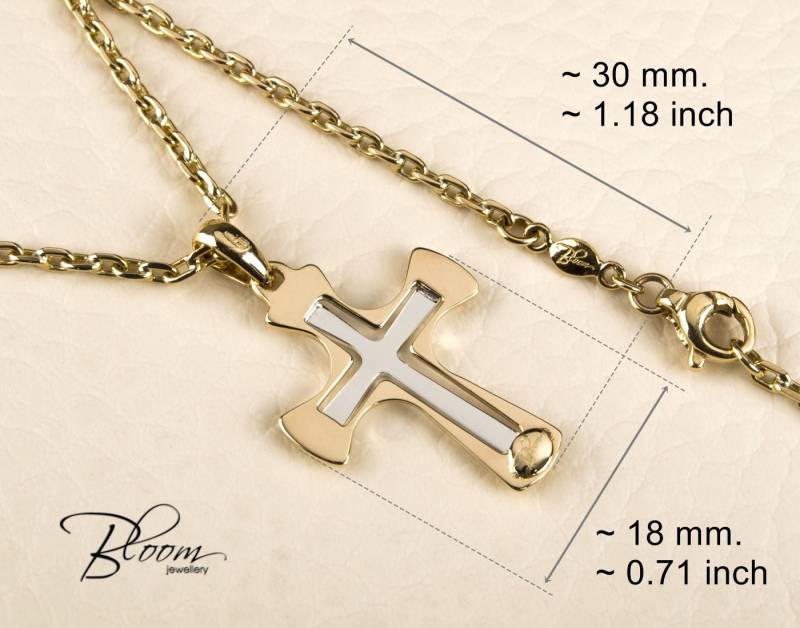 14K Solid Gold Kreuz Anhänger Halskette Taufgeschenk von BloomDiamonds