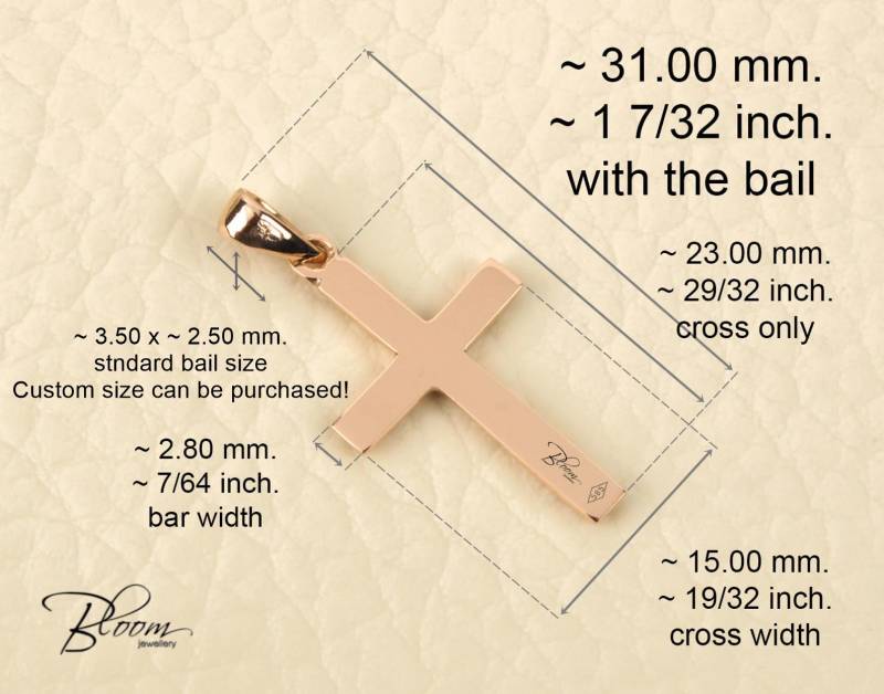 14K Solid Rose Gold Kreuz Anhänger - Unisex Geschenk von BloomDiamonds