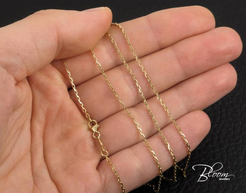 14K Weißgold Kabelkette Langlebig Und Zarte Halskette Diamant Schnitt Bloomdiamonds von BloomDiamonds