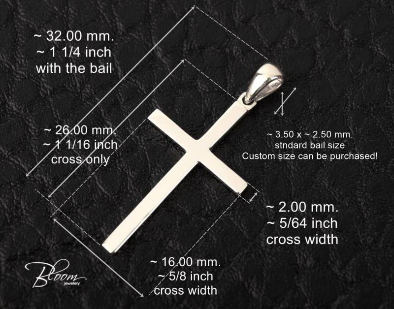 14K Weißgold Kreuz Anhänger Schlichte Taufkette von BloomDiamonds