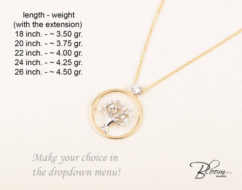 Baum Des Lebens Halskette 14K Solid Gold Anhänger Mit Kette Zarte Frau Geschenk Bloomdiamonds von BloomDiamonds