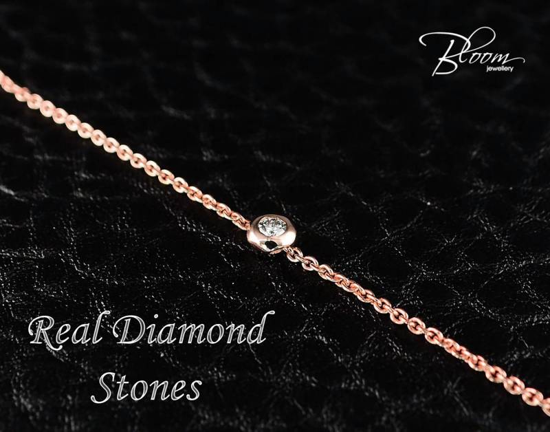 Diamant Armband 18K Solid Gold Minimalist Design Bloomdiamonds von BloomDiamonds