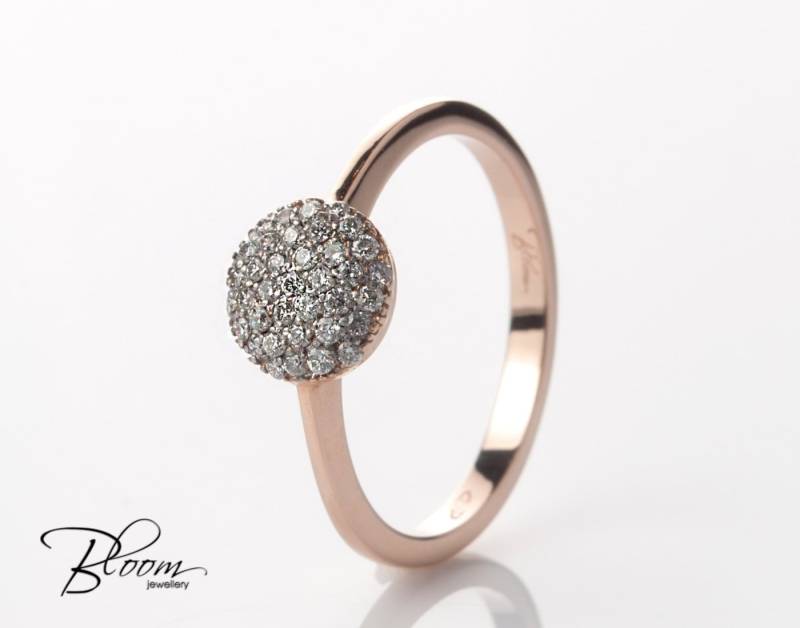 Diamantscheibe Pave Ring 18K Massiv Roségold Minimalist Design Bloomdiamonds von BloomDiamonds