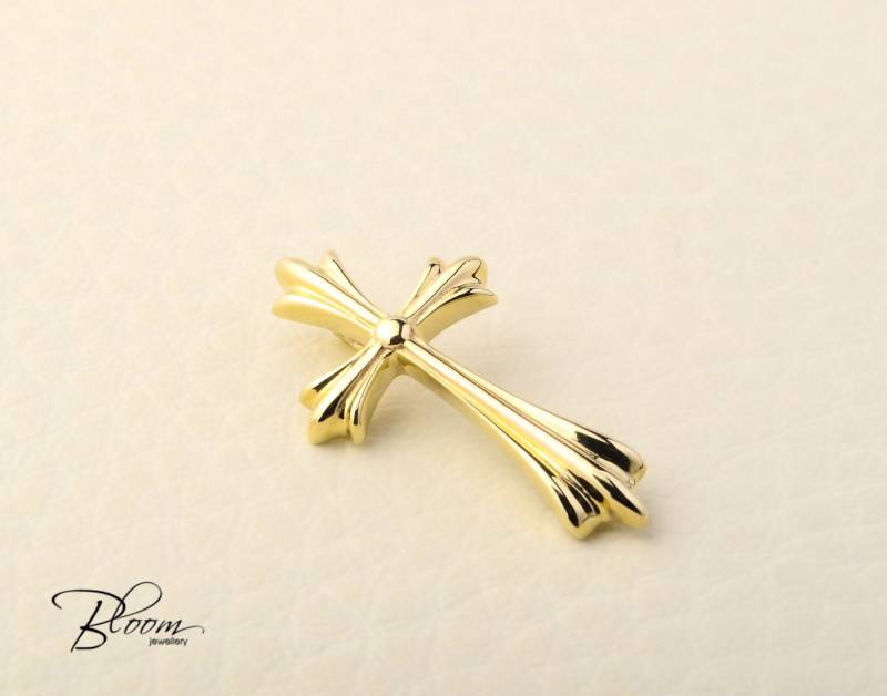 Frauen Kreuz Anhänger 14K Solid Gelb Gold Halskette Einzigartige Schmuck Geschenkidee Bloomdiamonds von BloomDiamonds